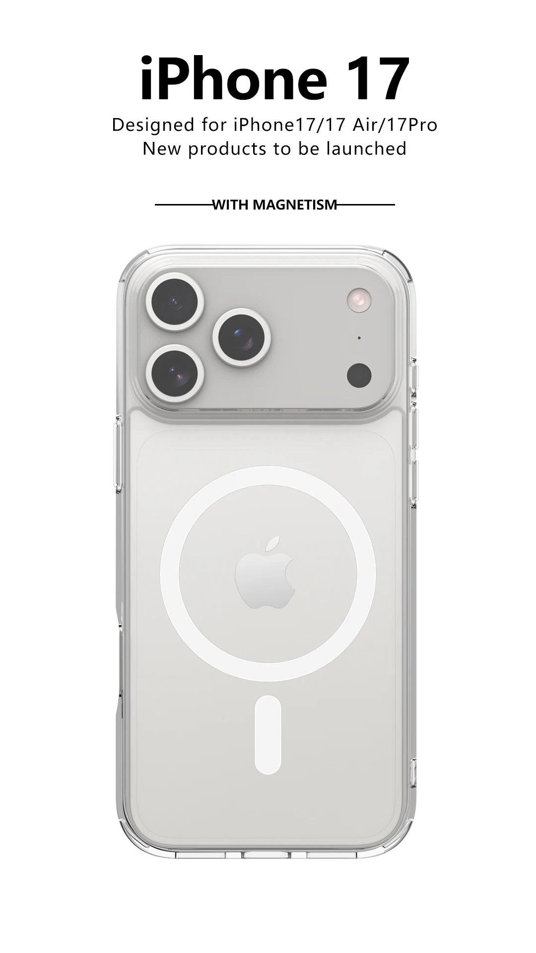 "Sleek & Strong MagSafe Case for iPhone 17 Series – Crystal Clear Acrylic Back, Impact-Proof Edges, Wireless Charging Ready"