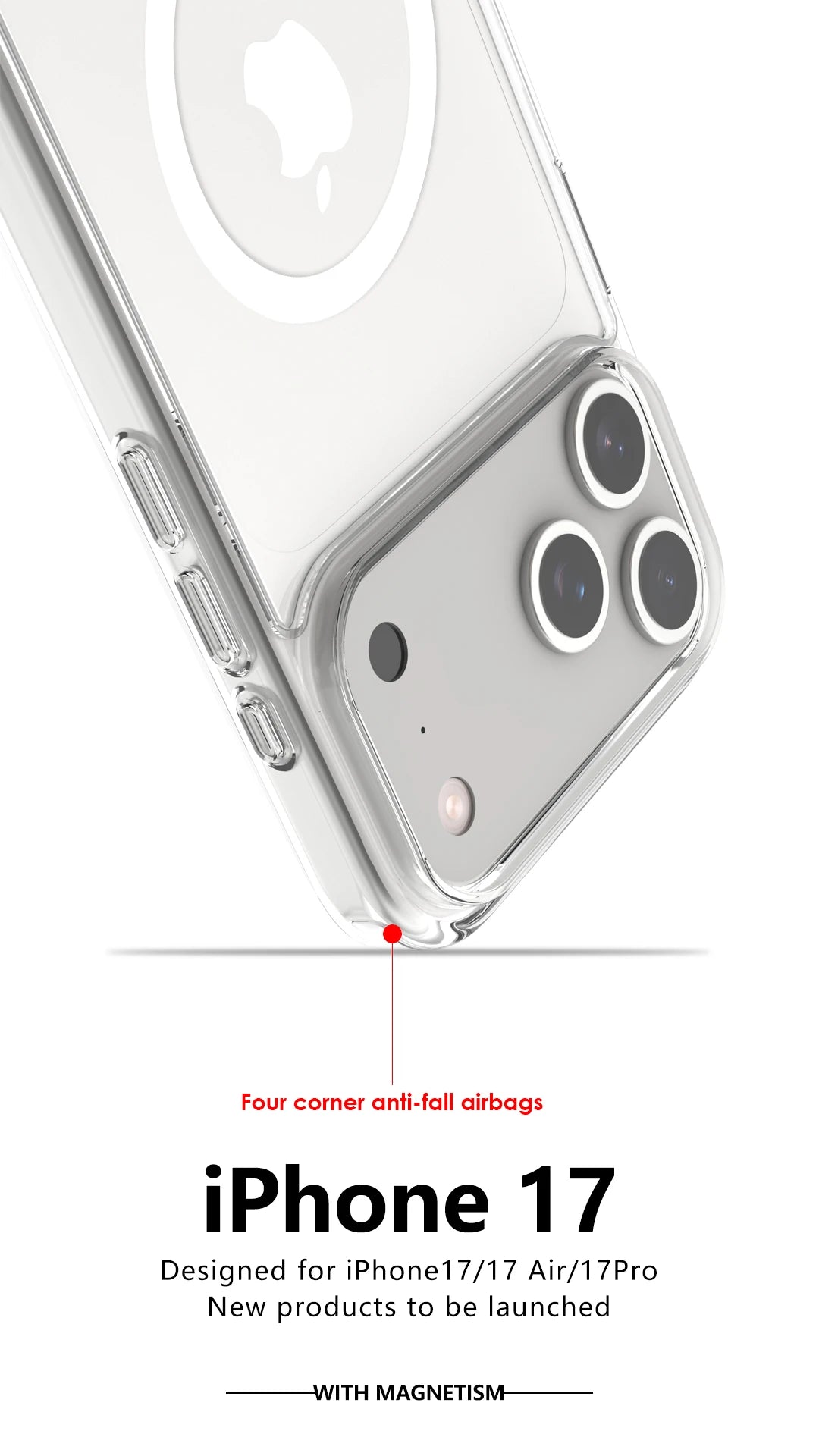 "Sleek & Strong MagSafe Case for iPhone 17 Series – Crystal Clear Acrylic Back, Impact-Proof Edges, Wireless Charging Ready"