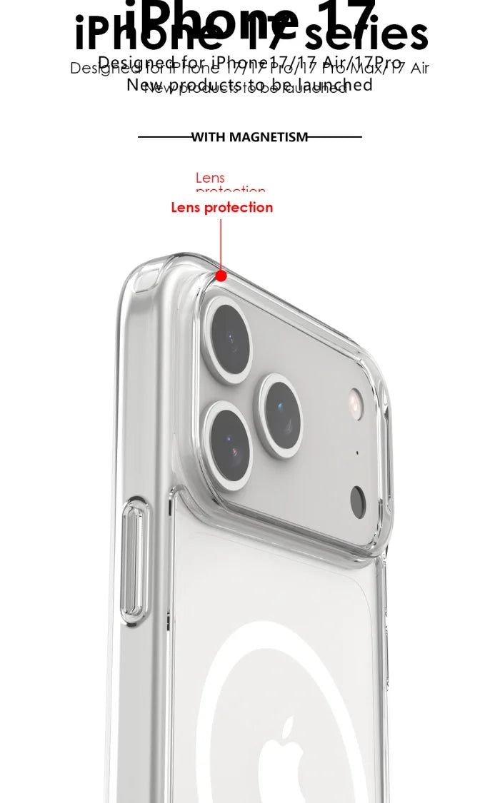 "Sleek & Strong MagSafe Case for iPhone 17 Series – Crystal Clear Acrylic Back, Impact-Proof Edges, Wireless Charging Ready"