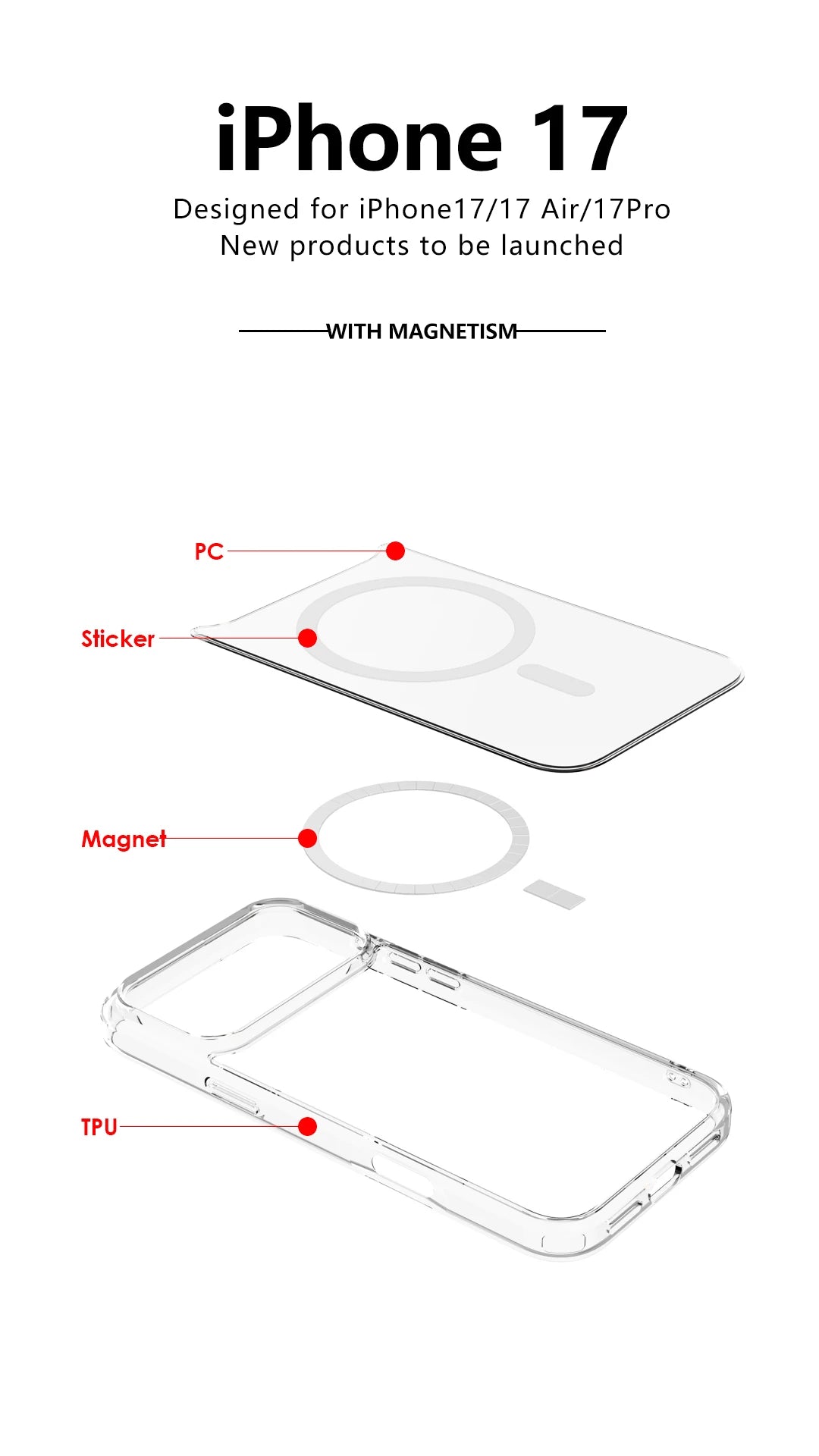 "Sleek & Strong MagSafe Case for iPhone 17 Series – Crystal Clear Acrylic Back, Impact-Proof Edges, Wireless Charging Ready"