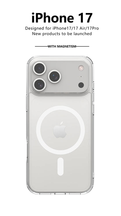 "Sleek & Strong MagSafe Case for iPhone 17 Series – Crystal Clear Acrylic Back, Impact-Proof Edges, Wireless Charging Ready"