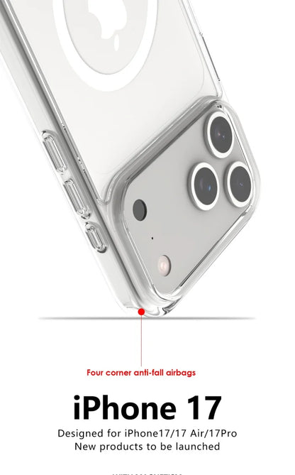"Sleek & Strong MagSafe Case for iPhone 17 Series – Crystal Clear Acrylic Back, Impact-Proof Edges, Wireless Charging Ready"
