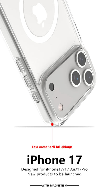 "Sleek & Strong MagSafe Case for iPhone 17 Series – Crystal Clear Acrylic Back, Impact-Proof Edges, Wireless Charging Ready"