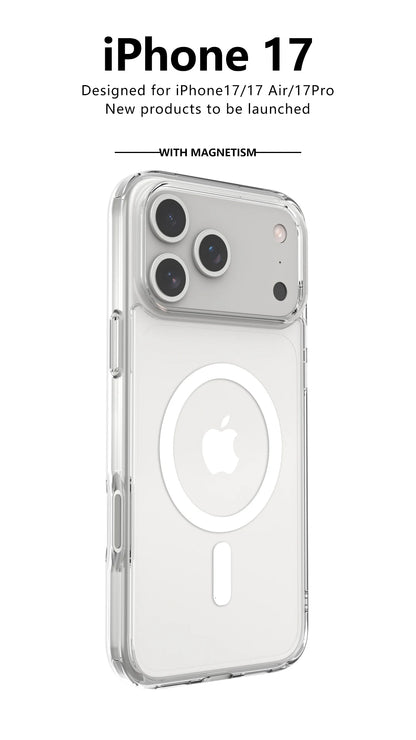 "Sleek & Strong MagSafe Case for iPhone 17 Series – Crystal Clear Acrylic Back, Impact-Proof Edges, Wireless Charging Ready"
