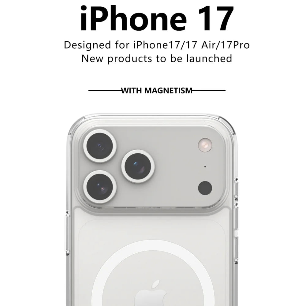 "Sleek & Strong MagSafe Case for iPhone 17 Series – Crystal Clear Acrylic Back, Impact-Proof Edges, Wireless Charging Ready"