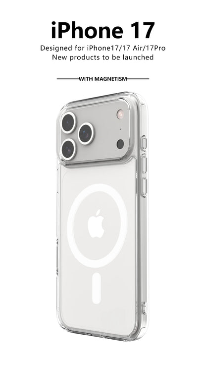 "Sleek & Strong MagSafe Case for iPhone 17 Series – Crystal Clear Acrylic Back, Impact-Proof Edges, Wireless Charging Ready"